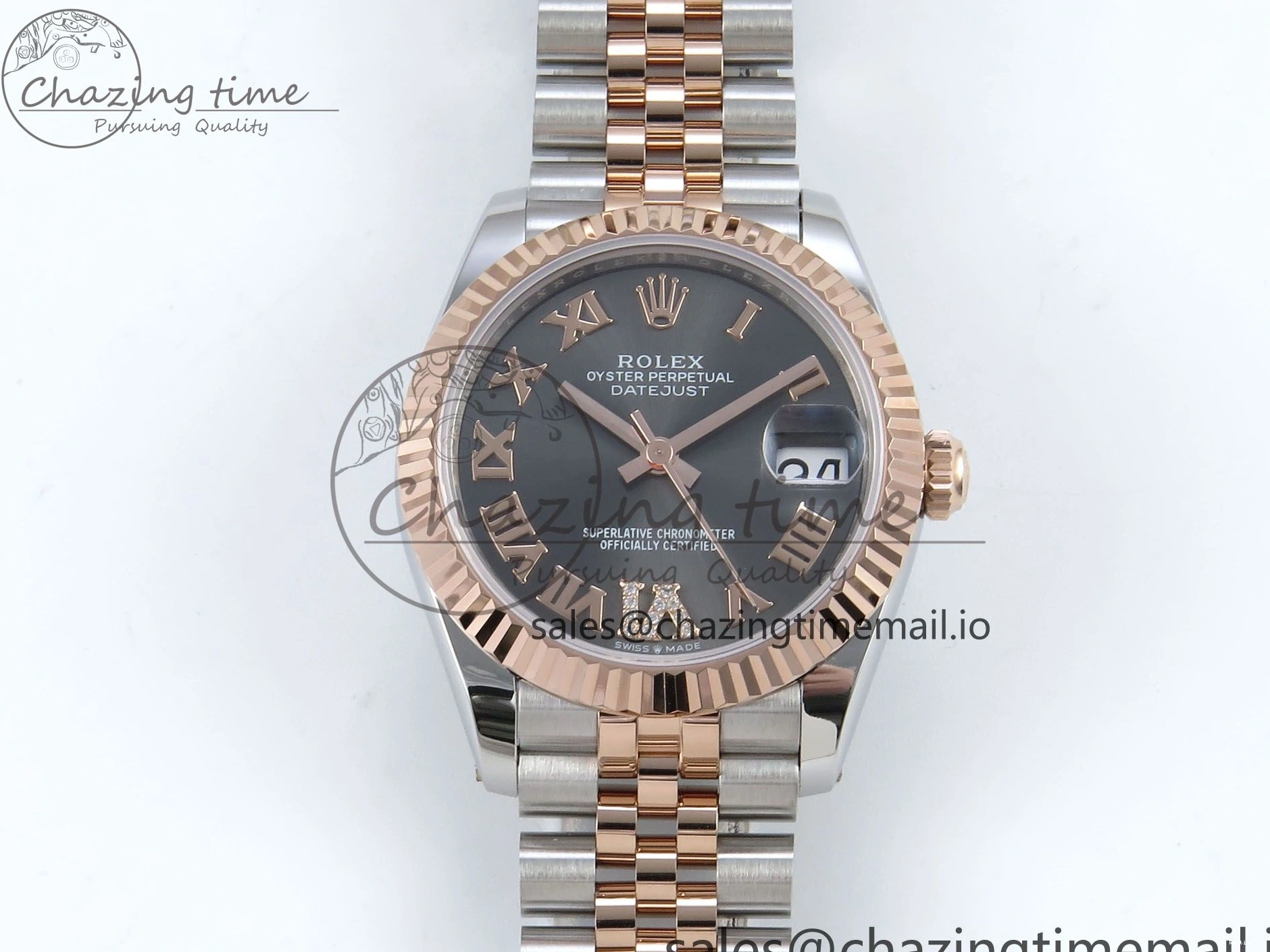 0106 StreetReady DateJust 31 278271 ARF 1:1 Best Edition 904L Steel Gray Roman Diamonds Dial on SS RG Jubilee Bracelet ETA 516